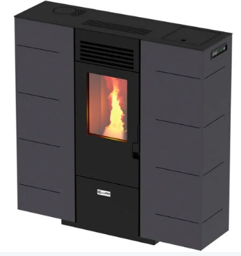 Stufa a pellet salvaspazio slim 6 grigio puntinato 6,14 kw - immagine 2