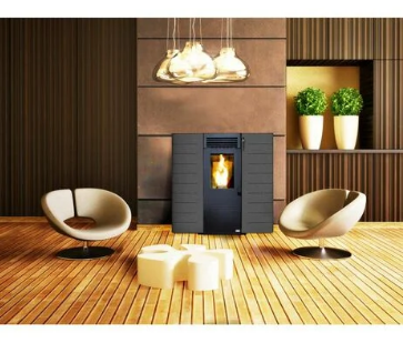 Stufa a pellet salvaspazio slim 6 grigio puntinato 6,14 kw - immagine 3