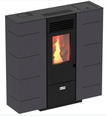Stufa a pellet salvaspazio slim 6 grigio puntinato 6,14 kw - immagine 4