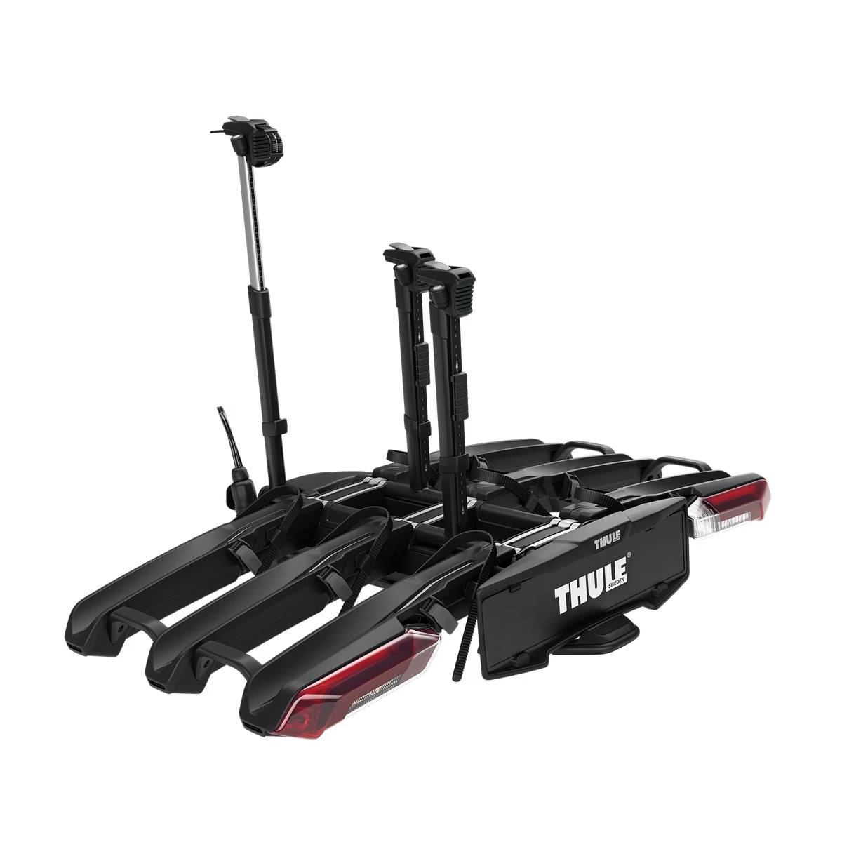 Portabici da gancio traino con piattaforma per 3 bici pieghevole