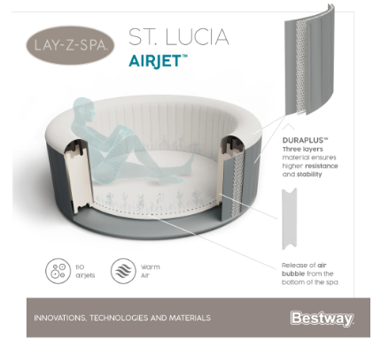 Idromassaggio gonfiabile Lay-Z-Spa St. Lucia AirJet 2-3 persone - immagine 11