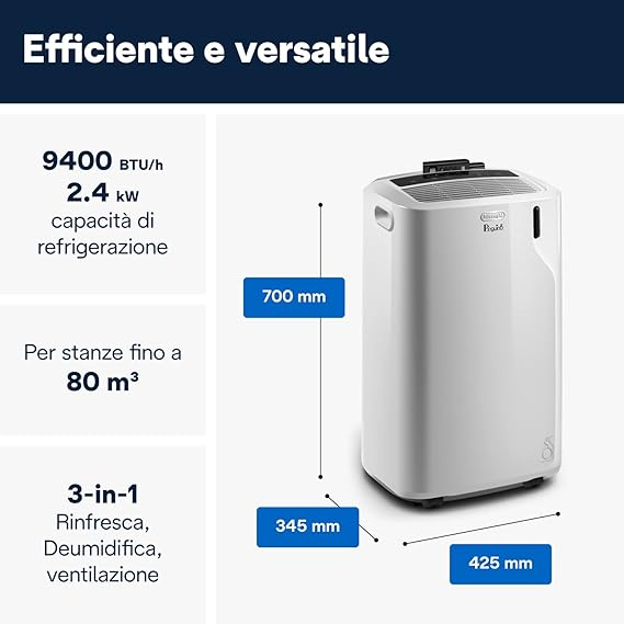 Condizionatore portatile monoblocco DE LONGHI PAC EM82 - immagine 6